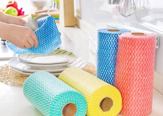 खरीदें औद्योगिक के लिए Jacquard / मेष स्पूनलेस Nonwoven फैब्रिक पोंछे कागज रोल online manufacture